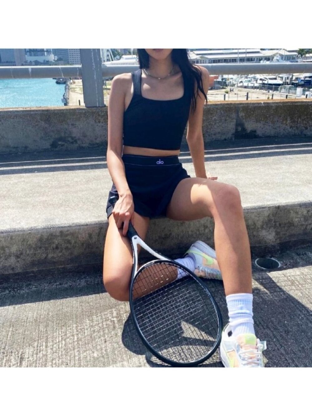 Alo Match Point Tennis Skirt Black Athletic Active Shorts Sports Mini Skort M - Picture 6 of 15